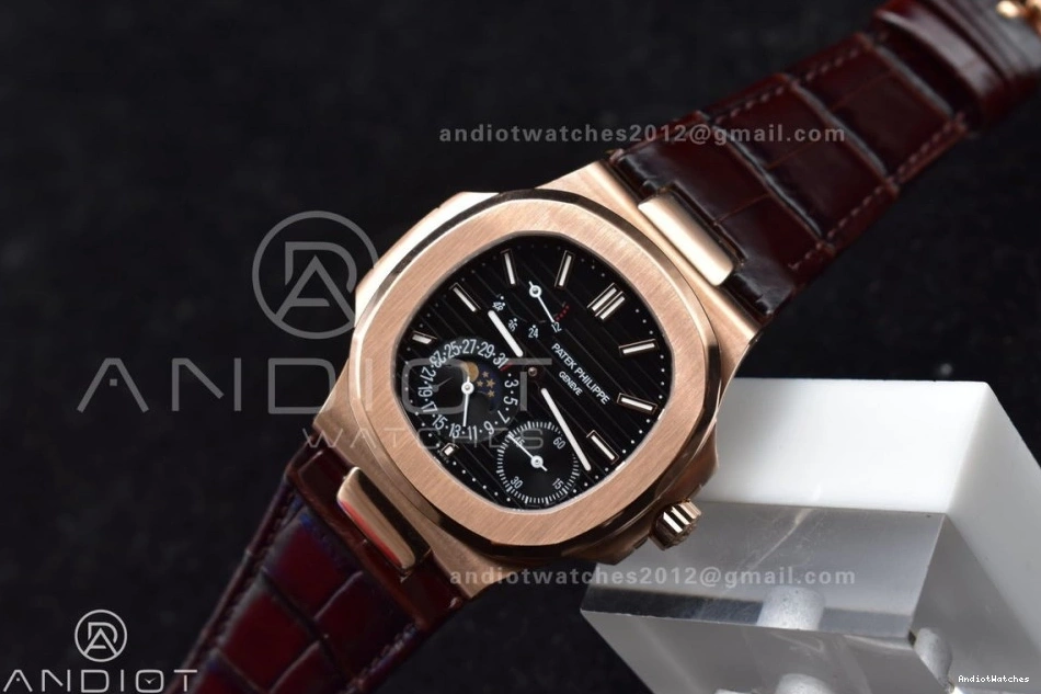 Premium Dial Gray Nautilus GRF Brown Strap 5712 on Best Edition 912 Croco A23J RG SS 0704